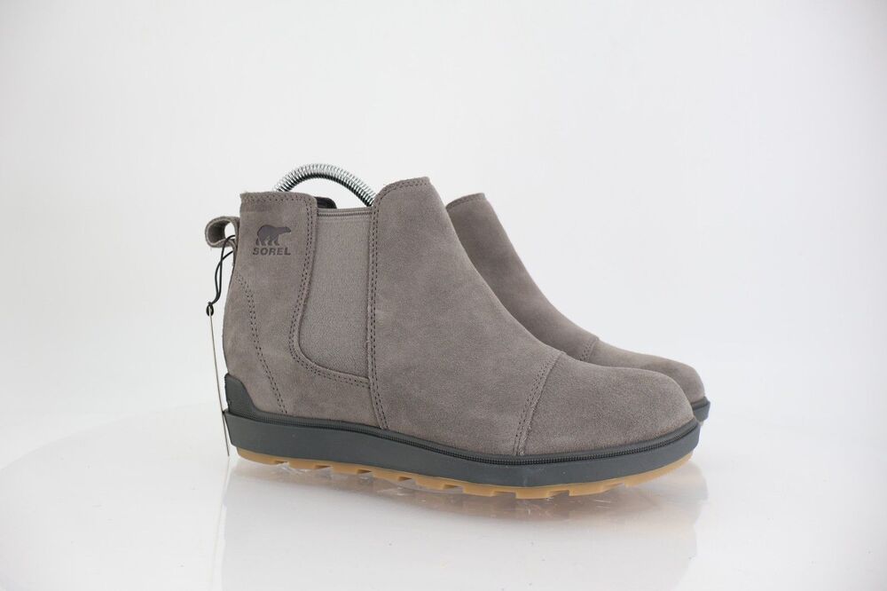 Sorel Womens Evie Boots Size 9.5 Gray Suede Low Wedge Winter Casual Zip Booties